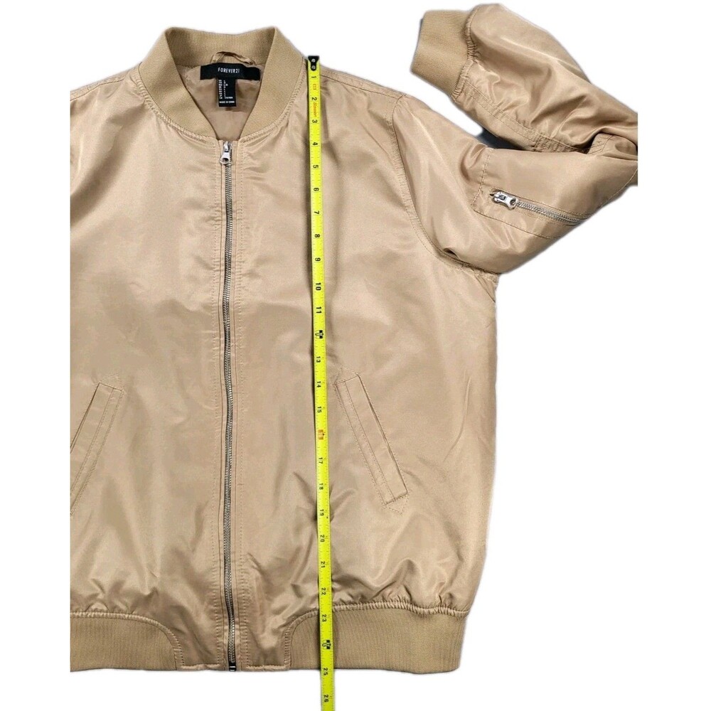 Forever 21 Men's Satin Finish Bomber Jacket - Beige / Tan (Size L - Picture 12 of 14